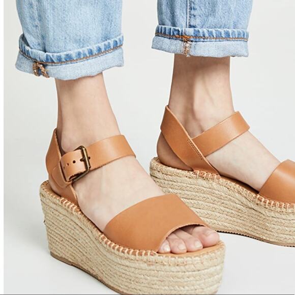 Soludos Sandals Minorca Platform Wedge in Tan Size 11 - Picture 1 of 9